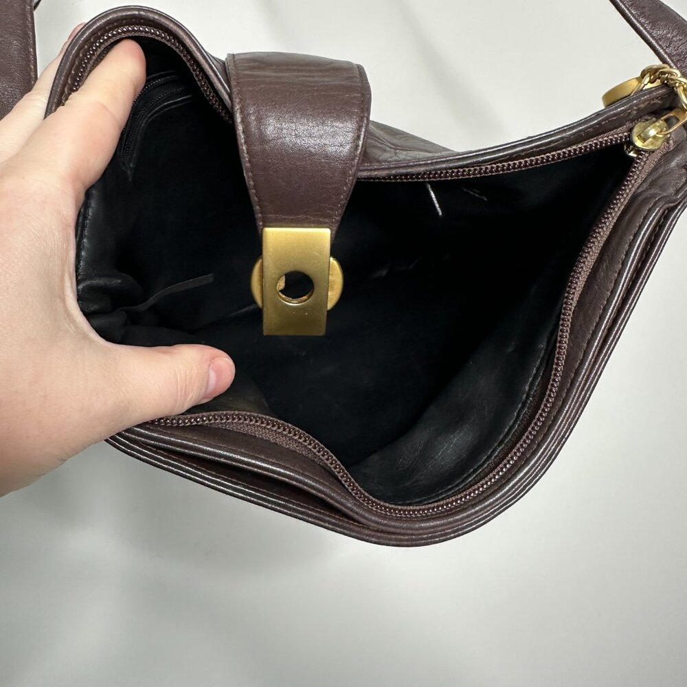 Perlina Brown Leather Bag Gold Hardware - Picture 3 of 6